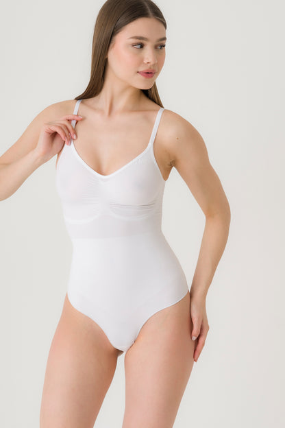 Weißes nahtloses Shapewear-Korsett – Verschlankt Bauch und Taille 