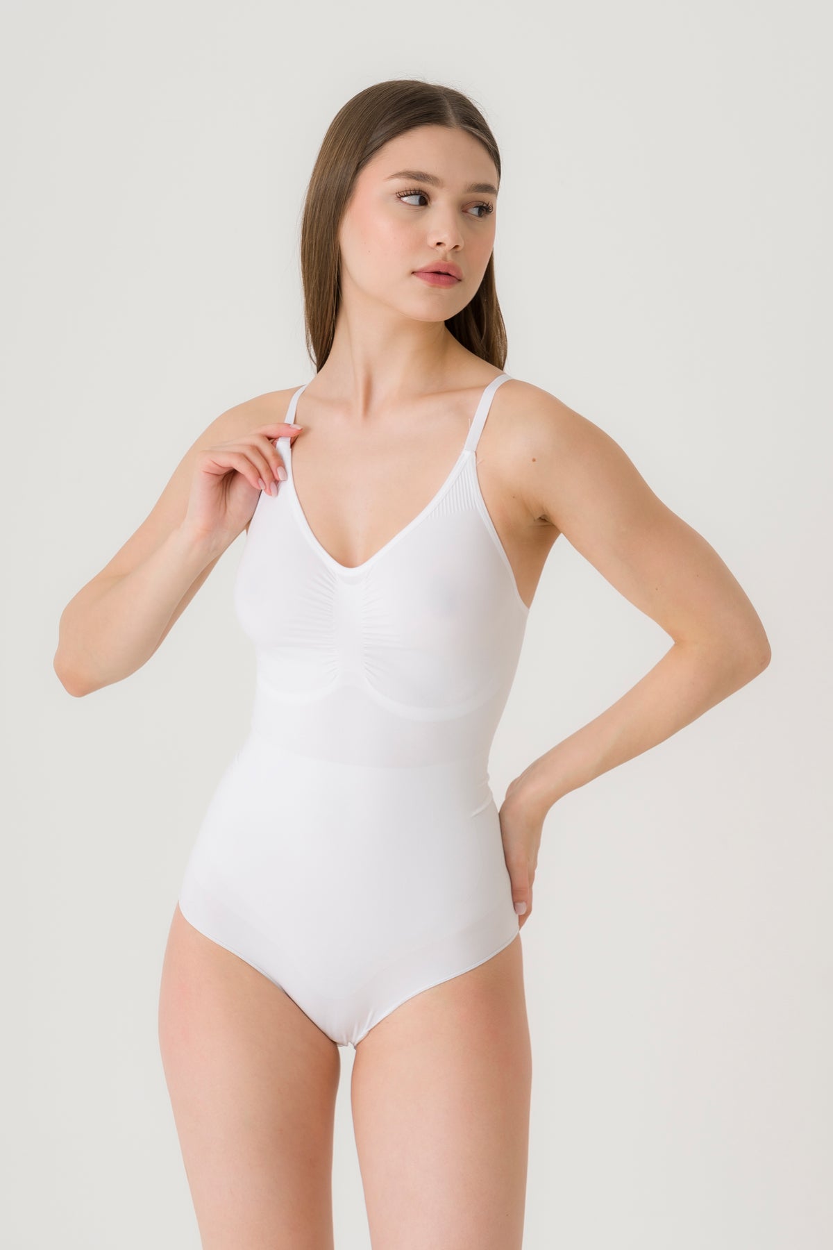 Weißes nahtloses Shapewear-Korsett – Verschlankt Bauch und Taille 