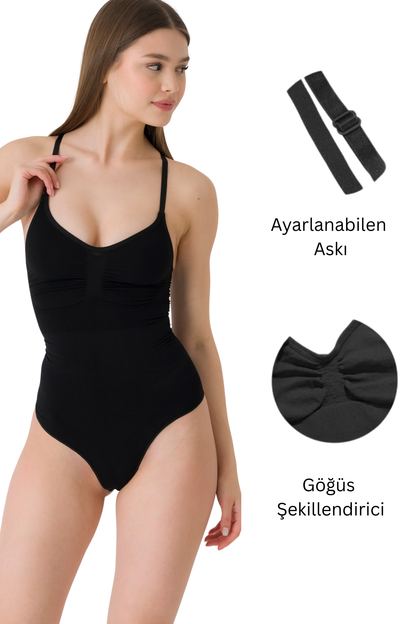 fanley seamless bodysuit korse kumaş detayı esnek ve toparlayıcı yapı