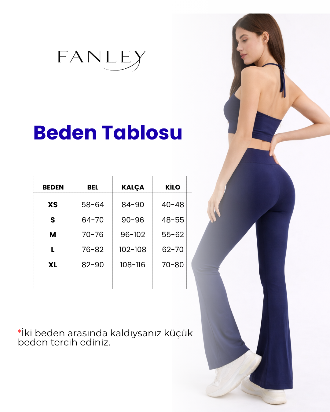 Fanley Push Up Büzgülü Tayt İspanyol Paça Toparlayıcı Yüksek Bel Lacivert